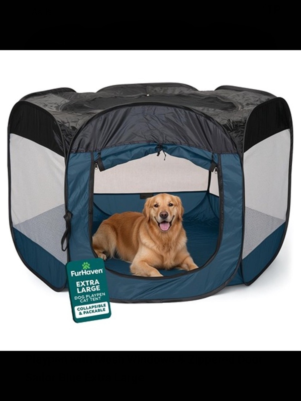 Extra Large Blue & Black Portable Dog Playpen